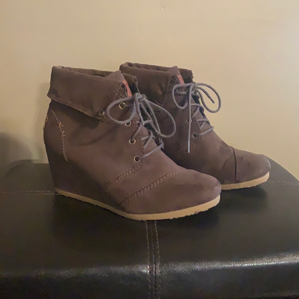 Brown Suede Wedge Ankle Boots